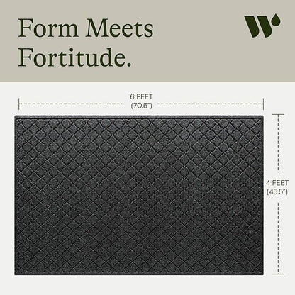 WaterHog Heavy Duty Doorway Mat, 4' x 6', Made in USA, Durable & Skid-Resistant Entryway Mat, Water-Trapping, Indoor/Outdoor Decorative Floor Covering, Cordova Collection, Charcoal