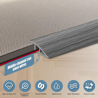 Floor Transition Strip Door Threshold 39" Floor Transition Reducer Trim on The Edges Threshold Strip Self Adhesive Suitable for Doorways, Tiles, Carpet