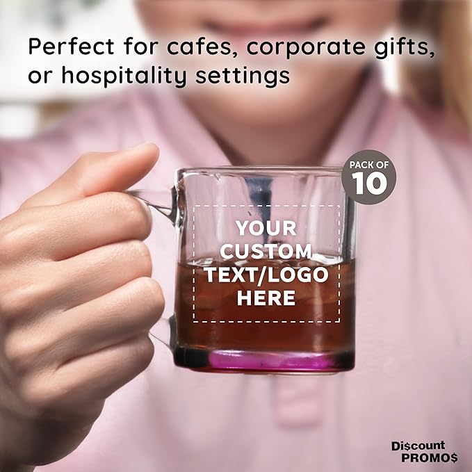 Custom Libbey Clear Glass Coffee Mugs 13 oz. Set of 10, Personalized Bulk Pack - Perfect for Coffee, Tea, Espresso, Hot Cocoa, Other Beverages - Pink Bottom