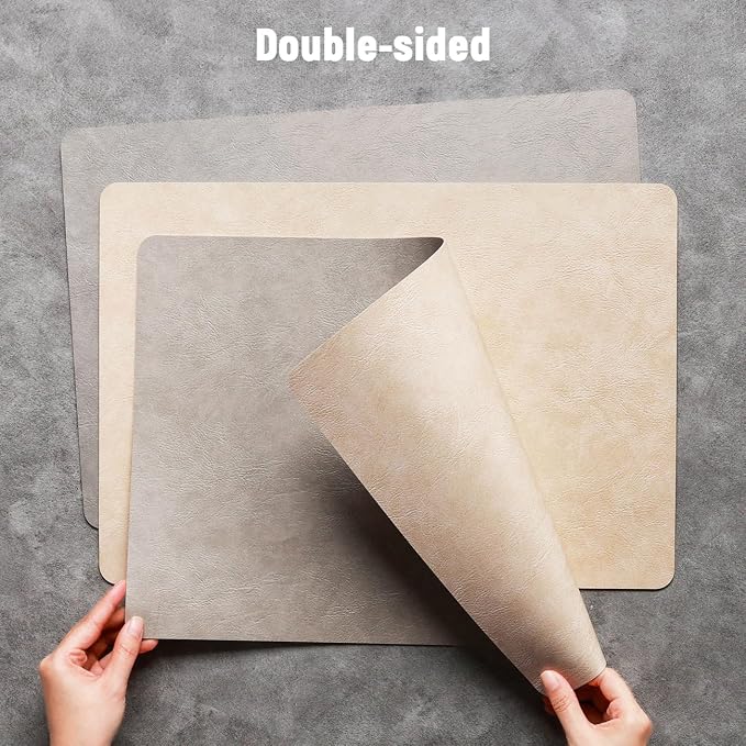 Vinyl Placemats Set of 4, Dual Sided Place Mats