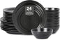 Stone Lain Orbit 24-Piece Dinnerware Set Stoneware, Charcoal