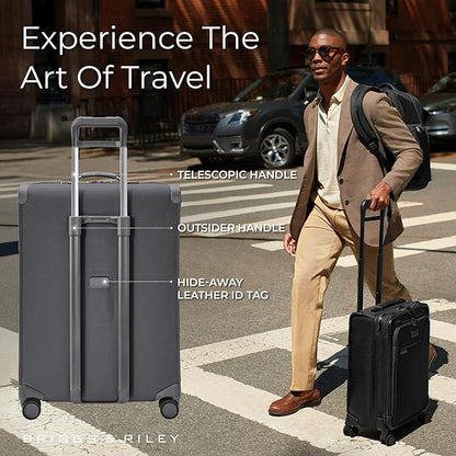 Briggs & Riley 29" Large Expandable Spinner - Checked Luggage for Travel, Suitcases with Wheels, Softside Rolling Bag for Men & Women, Self-Repairing Zipper - Baseline Collection, Steel Gray