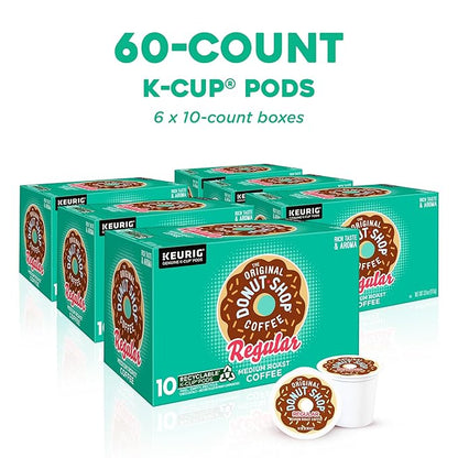 The Original Donut Shop Regular, Keurig Single Serve K-Cup Pods, Medium Roast Coffee, 60 Count, (6 Packs of 10)