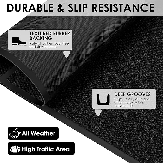 4′ x 51′ Front Door Mat Indoor Outdoor Entrance, Commercial Floor Mat Heavy Duty Dirt Trapper Entryway Doormat, Custom Size Non Slip Rubber Backing Welcome mat, Door Mat for High Traffic Area