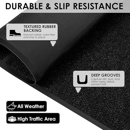 2′ x 27′ Front Door Mat Indoor Outdoor Entrance, Commercial Floor Mat Heavy Duty Dirt Trapper Entryway Doormat, Custom Size Non Slip Rubber Backing Welcome mat, Door Mat for High Traffic Area