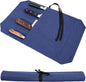 HERSENT A Chef's Knife Roll Bag - Portable Travel Chef Knife Case Carrier Holder Storage Bag With 4 Slots Best Gift For Pro Chef Or Culinary Enthusiasts Men Women HGJ03-P (Navy Blue)