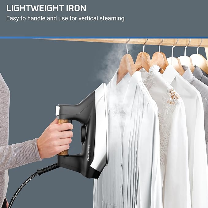 Rowenta, Iron, Ultimate Steam Pro Stainless Steel Soleplate Professional Steam Station for Clothes, 1800 Watts, 1.3L Removable Tank, Boiler Technology, Fast Heat Up, Black Clothes Iron, DG8668