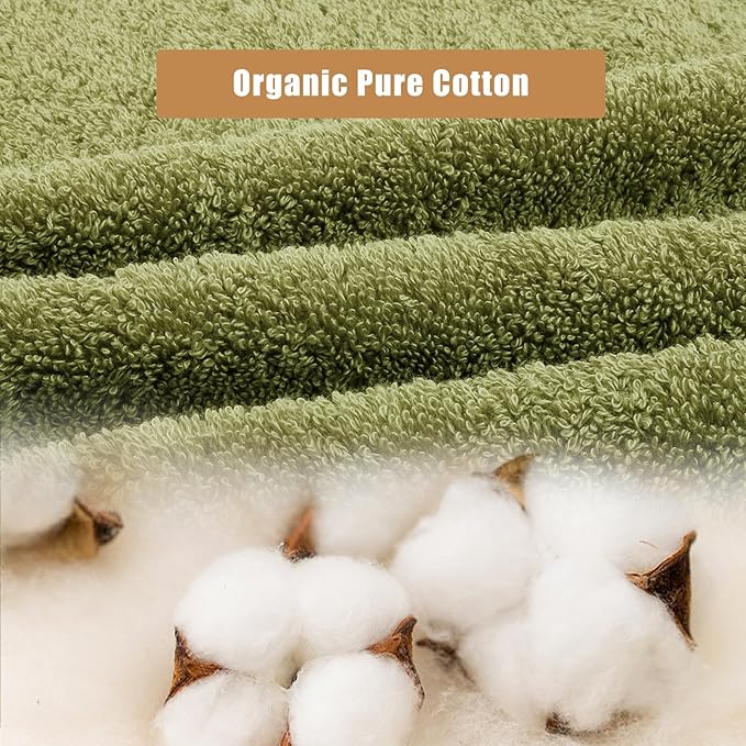 SEMAXE Sage Green Bath Towel Set, 100% Cotton Bathroom Towels with Hanging Loops, Soft & Absorbent, 8 Piece Towel Set Include 2 Bath Towels, 2 Hand Towels, 4 Washcloths