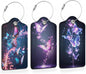 Dream Starlight Butterfly 3 Pack Luggage Tags for Suitcases, Colorful Butterfly PU Leather Luggage Tag for Travel, Bag Tags with Privacy Name ID Card and Steel Loop for Women Men