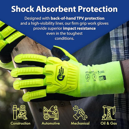 Quest Protective Apparel - High Visibility Cut Resistant Work Gloves - Puncture Resistant Safety Gloves for Men and Women Large, 1 Pair