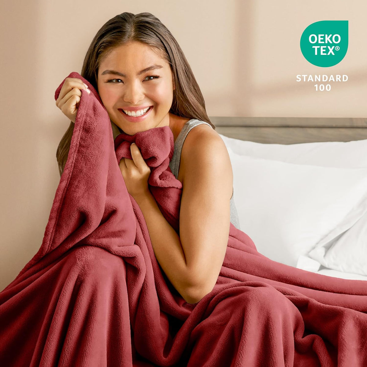 Bare Home Fleece Blanket - Twin/Twin Extra Long - Ultra-Soft Lightweight for Bed, Sofa, and Couch - Luxury Microplush - Cozy Warm Blanket (Twin/Twin XL, Rosewood)
