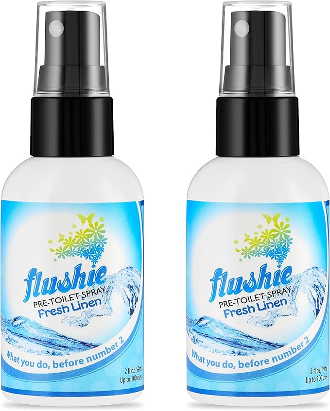 Flushie Pre-Toilet Spray for Travel Size Toiletries - Bathroom Spray Deodorizer for Toilet - Poop Odor Eliminator