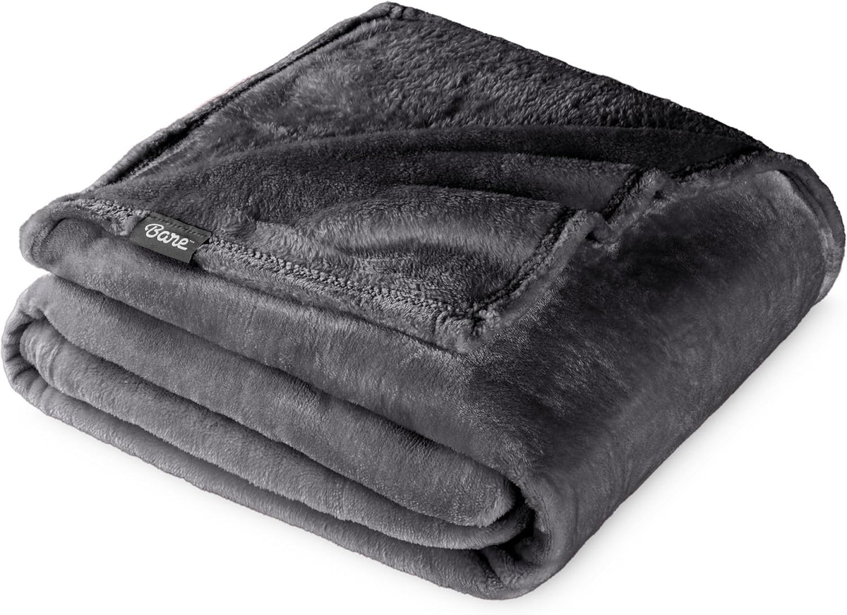 Bare Home Fleece Blanket - King Size - Ultra-Soft Lightweight for Bed, Sofa, and Couch - Luxury Microplush - Cozy Warm Blanket (King, Forged Iron Grey)