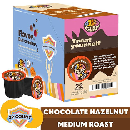 Crazy Cups Flavored Hot or Iced Coffee for Keurig K-Cup Machines, Better Than Hazelnut, Recyclable Pods(Pack of 1, 22 Count Total)