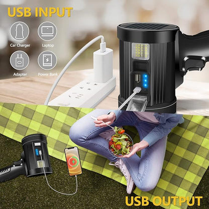 Spotlight 1000000 Lumens, 6 Modes Led Rechargeable Spotlight Flashlight As Seen