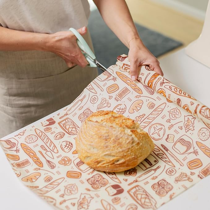 Bee's Wrap Beeswax Wraps for Food - Cut to Size 14x52" Wax Paper Roll - Made in USA Reusable Waxed Paper & Bowl Covers - Organic & Eco-Friendly Alternative to Aluminum Foil & Plastic Wrap, Bakery Lane