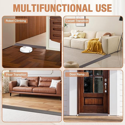 Floor Transition Strip Self Adhesive Vinyl Door Threshold for Doorways Carpet Edging Trim Overlap Edge Reducer for Laminate Floor, Carpet, Tile (Grayish Brown Wood Grain, 2/5" to 3/5", 10Ft)