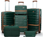Luggage Sets, Suitcase with Spinner Wheels, PC+ABS Hardshell Travel Luggage Set with TSA Locks,Lightweight Luggage，Carry on suitcase with YKK Zippers(Dark Green, 6 piece set(14/20/24/28/DB/TB))