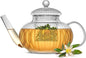JoyJolt Fluted Glass Teapot Set 34oz, Stovetop Safe Tea Kettle, Borosilicate Clear Kettle with Removable Glass Infuser, Blooming and Loose Leaf Tea Maker and Brewer
