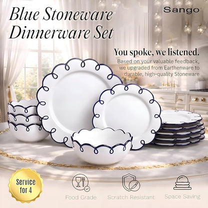 Sango 12-Piece Stoneware Dinnerware Set