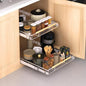Expandable Pull Out Drawer Cabinet Organizer, Adjustable Width Bottom-Mounted Slide Out Storage Shelves for Cabinets, Required Cabinet Size (14.86"~25.86", D≥22.5"), 2 Pack