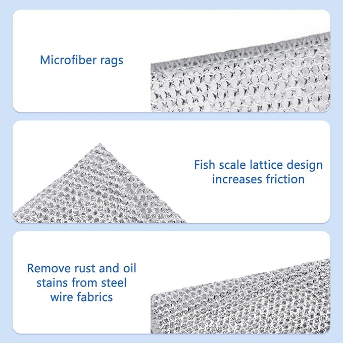 20pcs Set Non-Scratch Steel Wool Dishcloth - Multi-Use Kitchen Scrubbers, Durable Cleaning Pads for Wet & Dry Use White