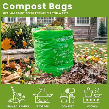 13 Gallon Compostable Trash Bags, 40 Bags Compost Bags for Countertop Bin, Camping Toilet Bags for Portable Toilet, BPI Certified and Meet The ASTM D6400 Standard