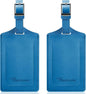 Travelambo Luggage Tags for Suitcases Faux Leather Privacy Protection 2 Pack Bag Tags Travel Accessories Essential, Steel Blue
