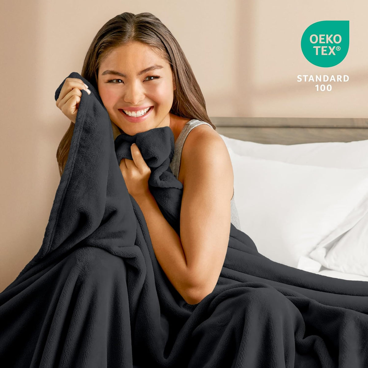 Bare Home Fleece Blanket - Throw/Travel - Ultra-Soft Lightweight for Bed, Sofa, and Couch - Luxury Microplush - Cozy Warm Blanket (Throw/Travel, Black)