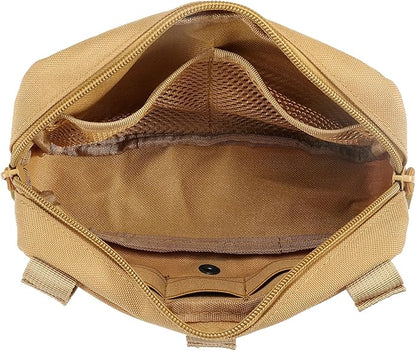 Tactical Molle Admin Pouch Utility Laser Cut EDC Tool Pouch Bag Horizontal Modular Pouches Include US Flag Patch and Keychain