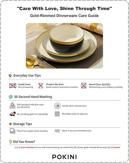Porcelain Dinnerware Sets, 12 Piece Luxury China Plates and Bowls Sets, Green Dishes Set Gold Rim for Wedding Anniversary Birthday, Modern Dinner Plates Set
