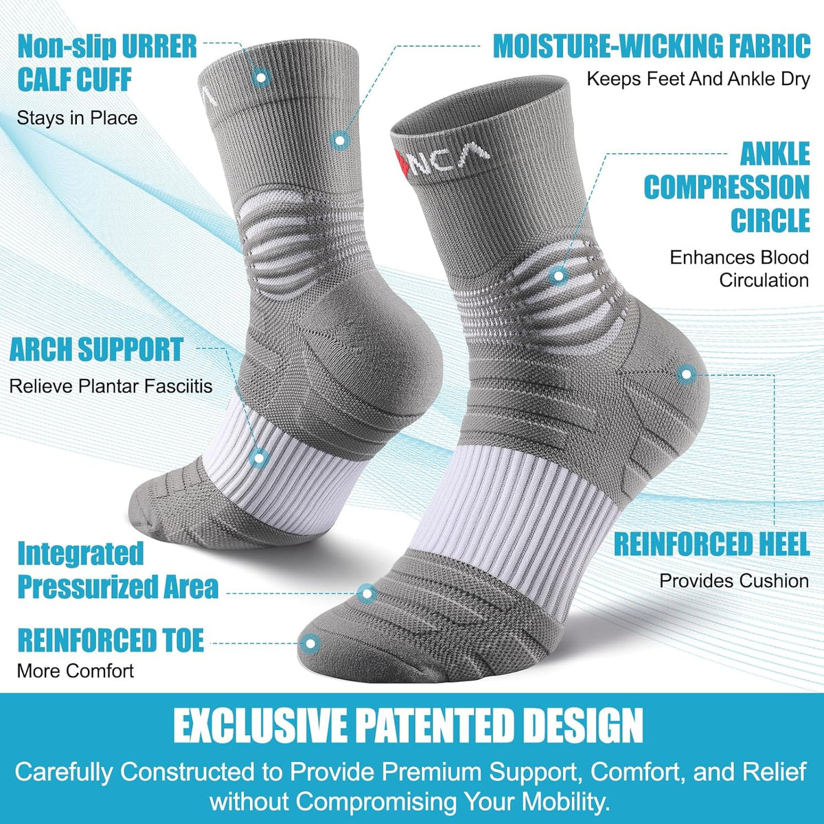NEENCA Medical Compression Socks, Ankle Compression Stockings for Injury Recovery & Pain Relief, Sports Protection. 20-30mmHg