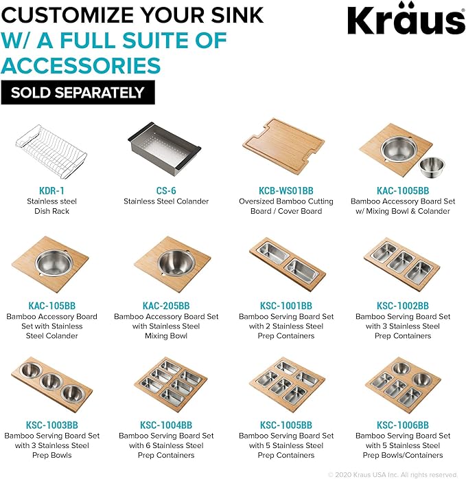 KRAUS Bellucci Workstation 33" Single Bowl Granite Kitchen Sink in Metallic Black w/Accessories, KGTW2-33MBL, Includes Dish Drainer/Dish Drying Rack