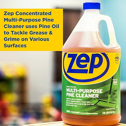 Zep Concentrated Multi-Purpose Pine Cleaner - 128 oz (Pack of 2) ZUMPP128 - Multi-Purpose Cleaner for Professional, Commercial and Household Use, From the Bathroom to Kitchens and Dining Rooms