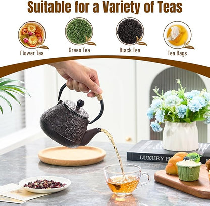 PARACITY Cast Iron Teapot Japanese 800ml/27oz, Tea Kettle Pot for Stove Top, Tea Pot with Stainless Steel Infusers for Loose Tea, Boiling Hot Water Tea, Mothers Day Gifts from Daughter/Son