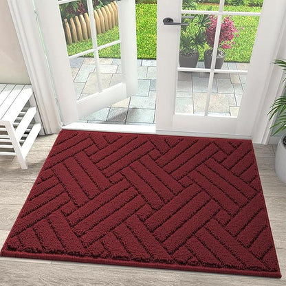 Door Mat Indoor Doormat, Entryway Rug Door Mats Non-Slip Rubber Backing, Low-Profile Entrance Rugs, Absorbent Resist Dirt Doormats Inside Floor Door mat for Entryway Red 24"x36"