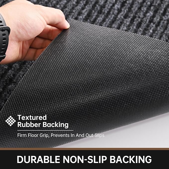 Front Door Mat, 10' x 36" Heavy Duty Indoor Outdoor Doormat, Non-Slip Welcome Mats for Entryway, Rubber Backing Low Profile Commercial Door Mats