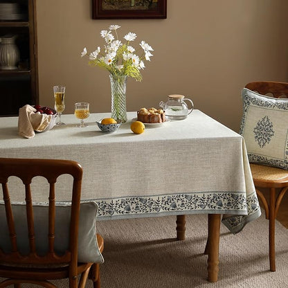 ISAENNE Designer Vintage Linen Elegant Extra Long Table Cloth Rectangular,Chinoiserie Floral Tablecloth,Durable Decor Table Cover for Dining Thanksgiving Kitchen Party,63"*110"-Segerman B