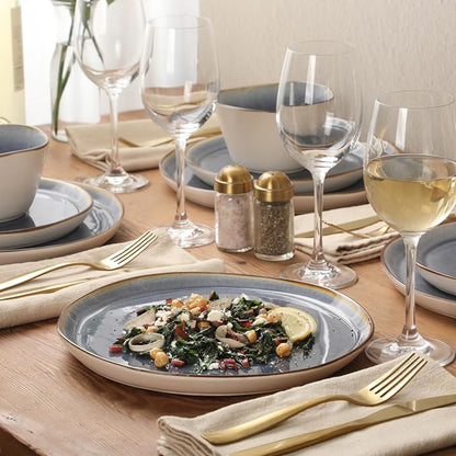 Gibson Elite Algeria River Plates and Bowls Sets, 12-Piece Stoneware Dinnerware