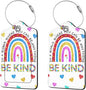 2 Pcs Luggage Tags for Suitcases, PU Leather Cruise Ship Luggage Tags with Privacy Cover Label Address Card and Durable Metal Ring Suitable for Men Women Handbags Backpacks Schoolbag,Rainbow