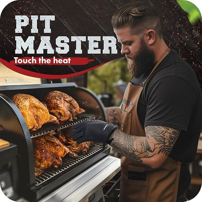 KITCHEN PERFECTION S Silicone Smoker Oven Gloves -Extreme Heat Resistant BBQ Gloves -Handle Hot Food Right on Your Grill Fryer Pit|Waterproof Oven Mitts |Superior Value Set+3 Bonuses