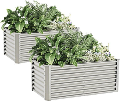 4x2x2ft Raised Garden Bed Kit, Galvanized Planter Garden Boxes Outdoor
