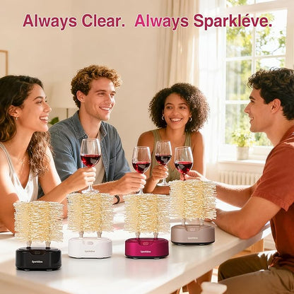 Home Glassware Polisher, World's First Affordable Spinning Glass Polisher, 600 RPM Dries and Polishes, All Glasses, Wine, Bar, Drinking, For Sparkling Glassware. Burgundy, Premium Painted