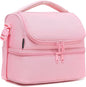 FlowFly Double Decker Cooler Insulated Lunch Bag Large Tote for Boys, Girls, Men, Women, With Adjustable Strap,Pink