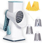 Rotary Cheese Grater Cheese Shredder, Cheese Grater Handheld with Strong Suction Base,Kitchen Vegetable Slicer 3 Replaceable Stainless Drum Blades for Fruit, Food, Nuts,Easy to Use Clean (White)