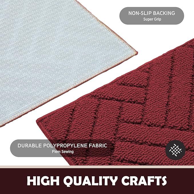 Door Mat Indoor Doormat, Entryway Rug Door Mats Non-Slip Rubber Backing, Low-Profile Entrance Rugs, Absorbent Resist Dirt Doormats Inside Floor Door mat for Entryway Red 24"x36"