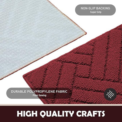Door Mat Indoor Doormat, Entryway Rug Door Mats Non-Slip Rubber Backing, Low-Profile Entrance Rugs, Absorbent Resist Dirt Doormats Inside Floor Door mat for Entryway Red 24"x36"