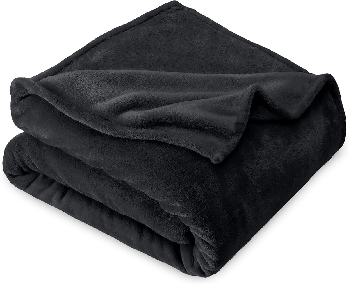 Bare Home Fleece Blanket - Kid Size - Ultra-Soft Lightweight for Bed, Sofa, and Couch - Luxury Microplush - Cozy Warm Blanket (Kid, Black)