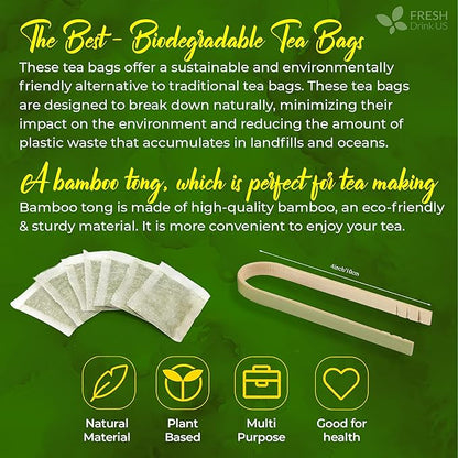 FreshDrinkUS, Premium 100 Mango Leaf Tea Bags, Hojas de Mango secas, 100% Natural & Pure, Loose Leaf Herbal Tea. Non GMO, No Sugar, No Caffeine, No Gluten, Vegan