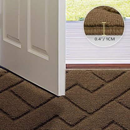 hicorfe Front Door Mat Outside Entrance,24"x35" Absorbent Muddy Dirt Resist Welcome Door Mats Outdoor Indoor,Stain and Fade Resistant,Non Slip Backing Entry Mat Doormat for Entryway (Dark Brown)